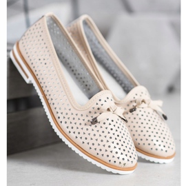 SHELOVET Pantofi din piele cu model ajurat maro 1