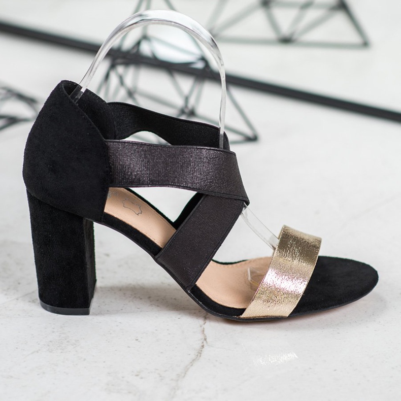 Evento Sandale alunecoase cu bandă elastică negru galben 2