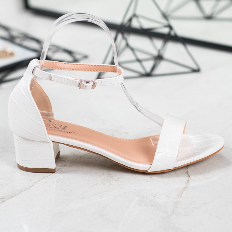 Small Swan Sandale confortabile pe un stâlp jos alb 2