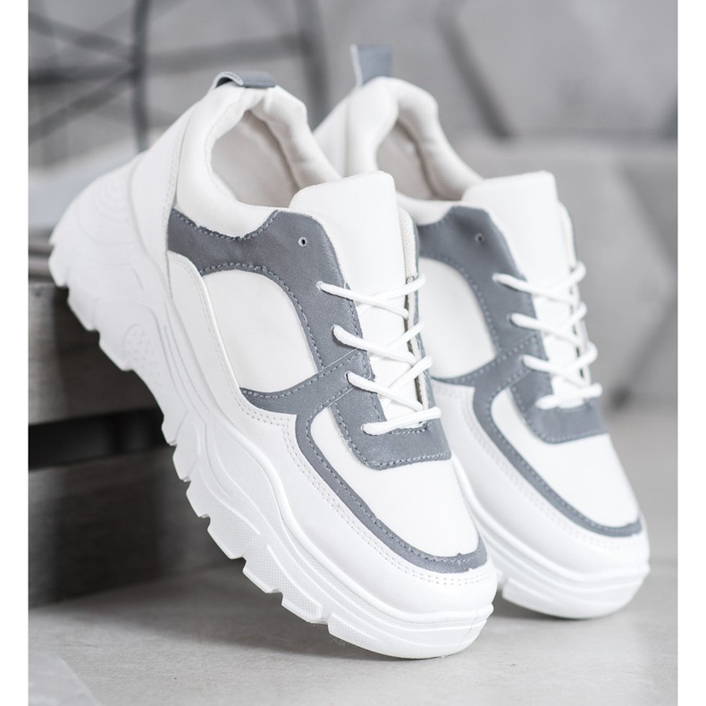 SHELOVET Adidași dantelați la modă alb 1