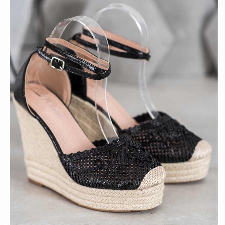 Weide Espadrile strălucitoare pe pană negru 1 Weide Espadrile strălucitoare pe pană negru 1