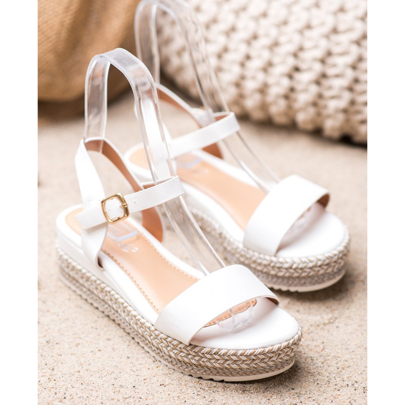 Weide Sandale albe cu platformă decorativă 2