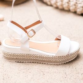 Weide Sandale albe cu platformă decorativă 1