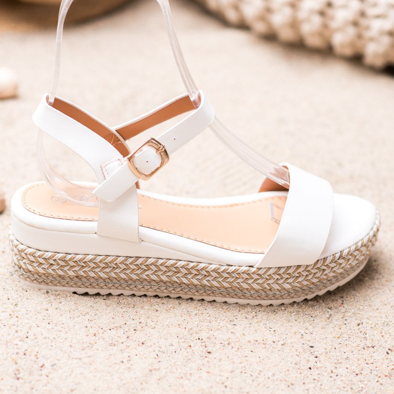Weide Sandale albe cu platformă decorativă 1