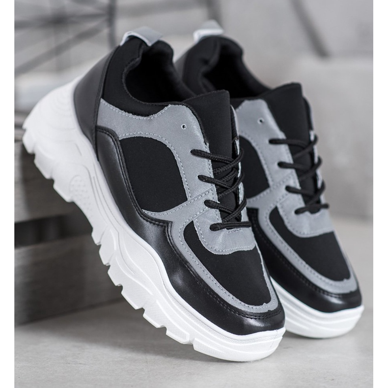 SHELOVET Adidași dantelați la modă negru 2