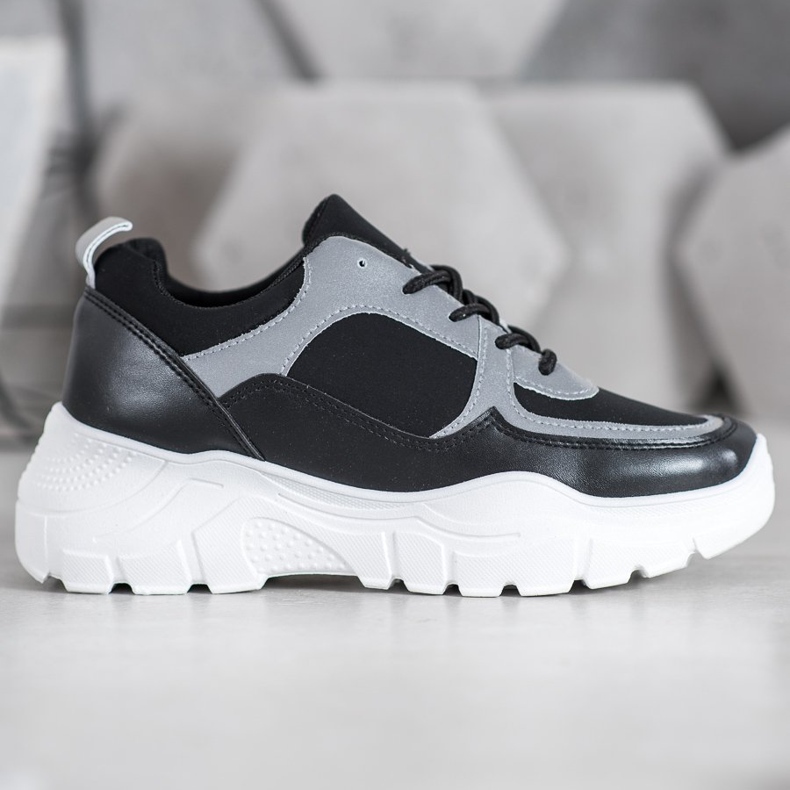 SHELOVET Adidași dantelați la modă negru 1