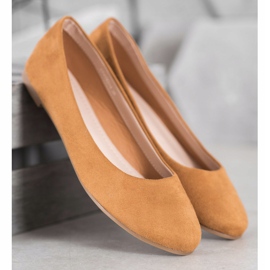 Best Shoes Balerini din piele de căprioară maro 1