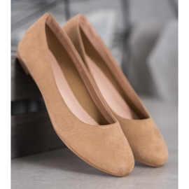 Best Shoes Balerini din piele de căprioară maro 2