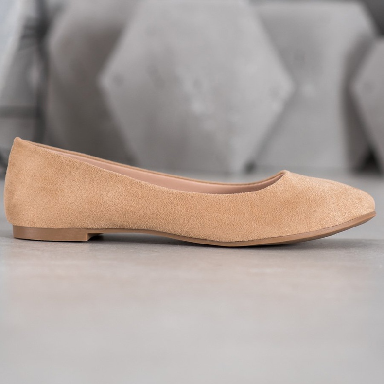 Best Shoes Balerini din piele de căprioară maro 1