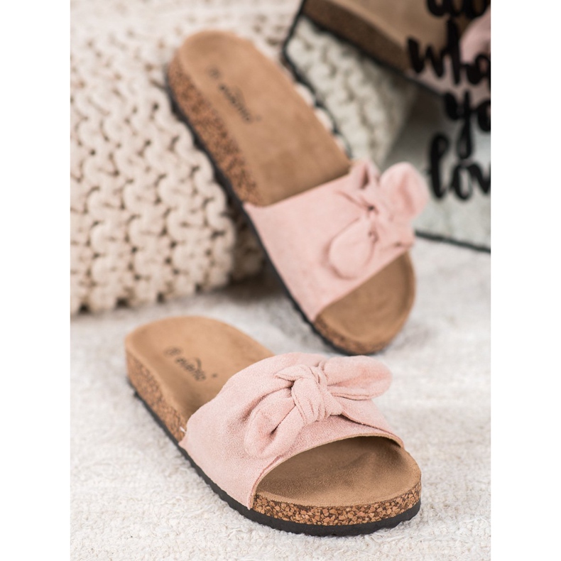 Evento Papuci din piele de căprioară pe platformă roz 2