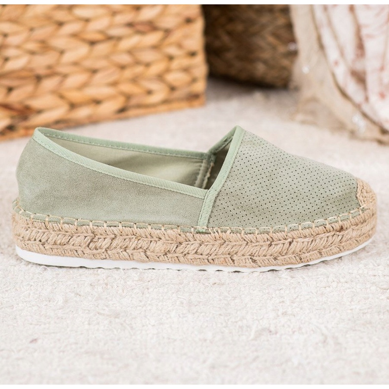 Seastar Espadrile deschise cu piele de căprioară verde 2 Seastar Espadrile deschise cu piele de căprioară verde 2