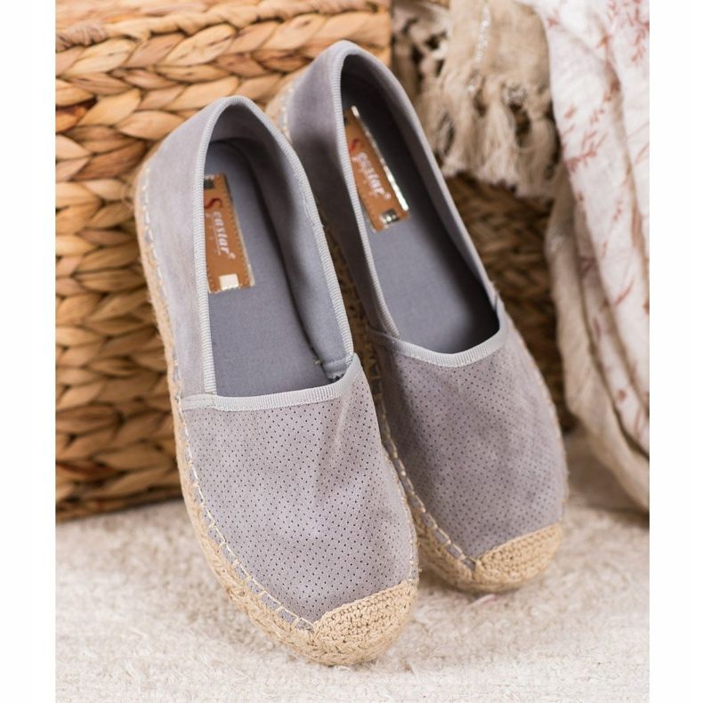 Seastar Espadrile deschise cu piele de căprioară gri 1