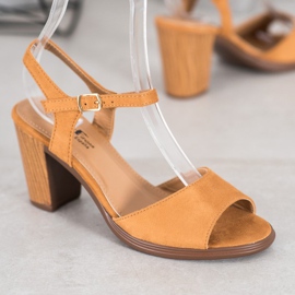 SHELOVET Sandale din piele camelă maro 1