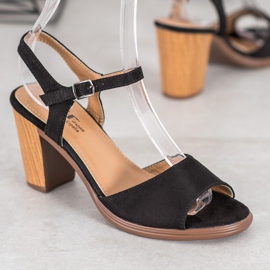 SHELOVET Sandale din piele neagră negru 1