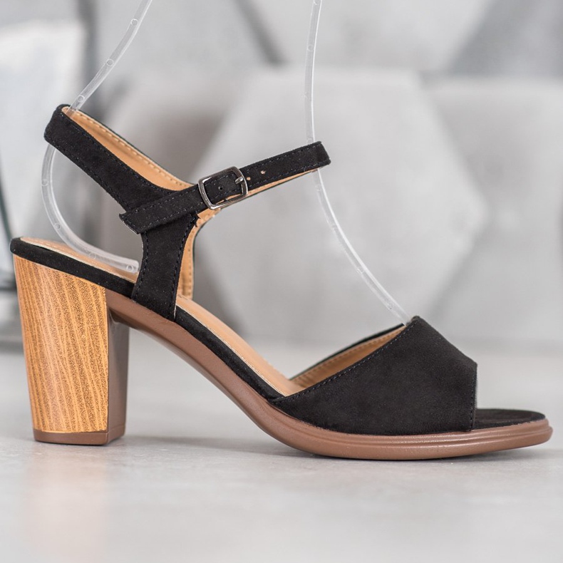 SHELOVET Sandale din piele neagră negru 2