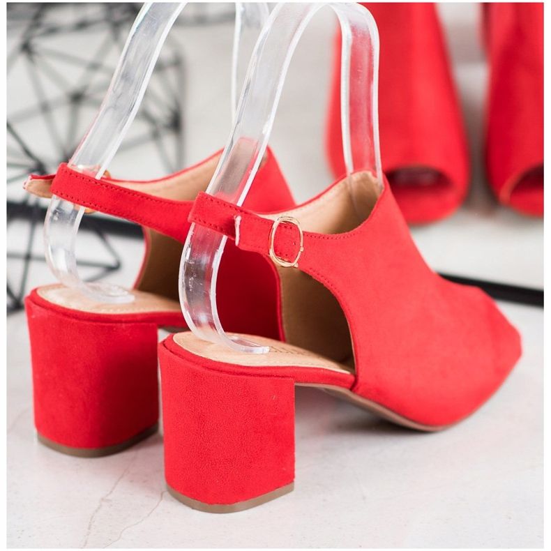 SHELOVET Sandale clasice cu toc înalt roșu 1