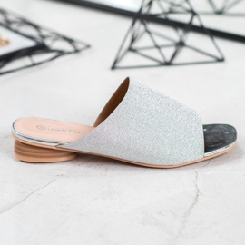 SHELOVET Papuci eleganti cu sclipici gri 2