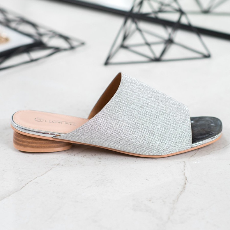 SHELOVET Papuci eleganti cu sclipici gri 2