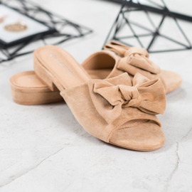 SHELOVET Flip-flops bej pe toc plat 1