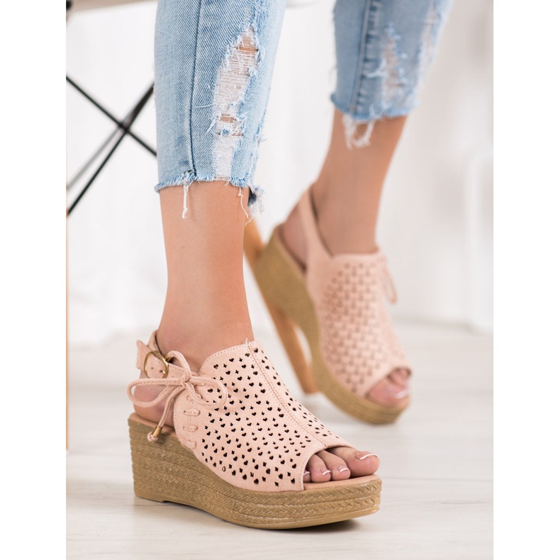 Small Swan Sandale ajurate confortabile roz 1