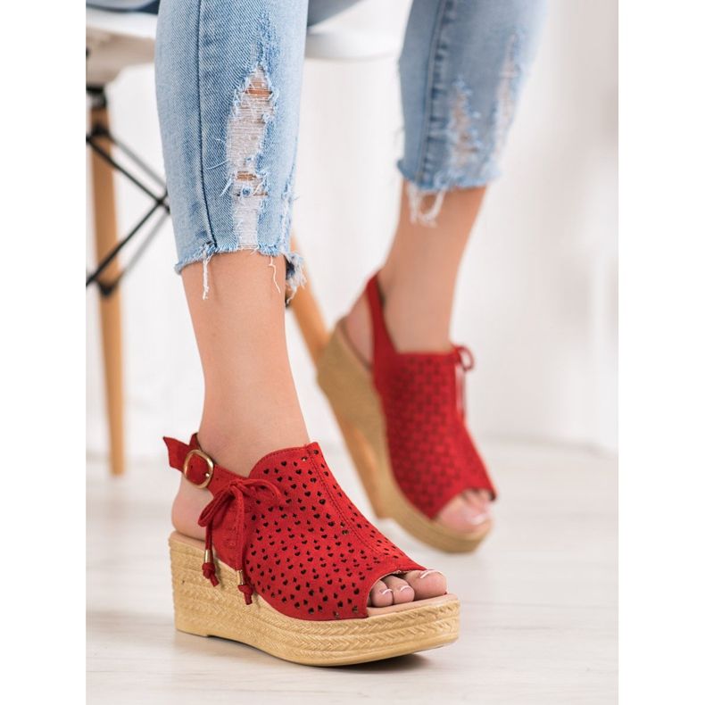 Small Swan Sandale ajurate confortabile roșu 1