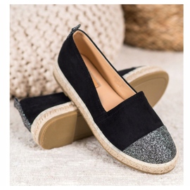 Seastar Espadrile Cu Sclipici negru 2