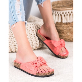 SHELOVET Papuci din piele de căprioară pe platformă roz 2