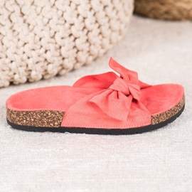 SHELOVET Papuci din piele de căprioară pe platformă roz 4