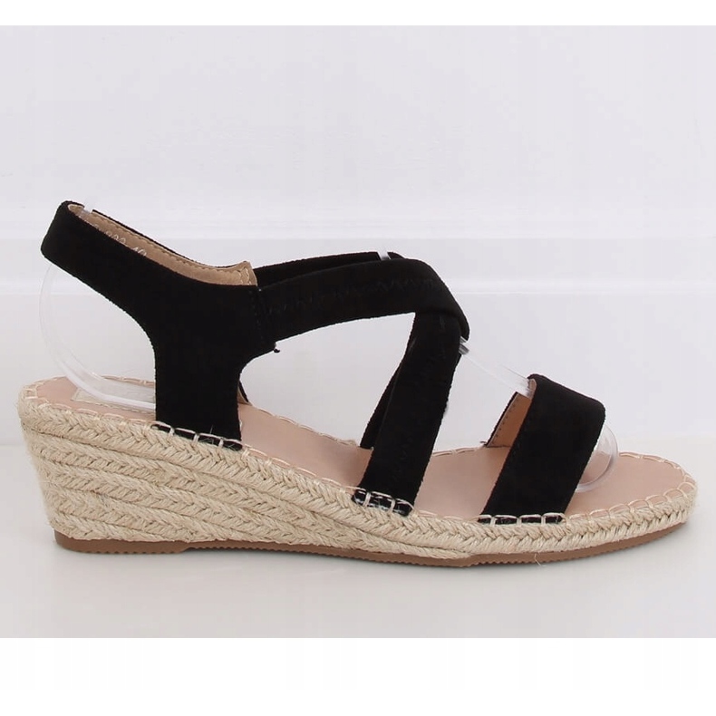 Sandale negre pe espadrile cu pană negru S-823 Negru 2