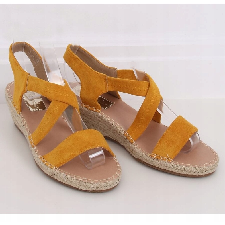 Sandale cu toc espadrile miere S-823 Galben 1