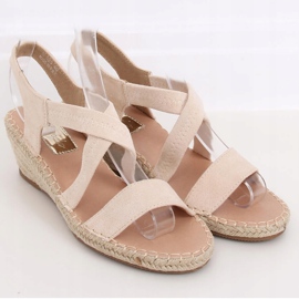 Sandale bej pe espadrile cu pană S-823 Beige 1