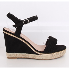 Espadrile negre pe pene, negru 100-937SC-1 Negru 2