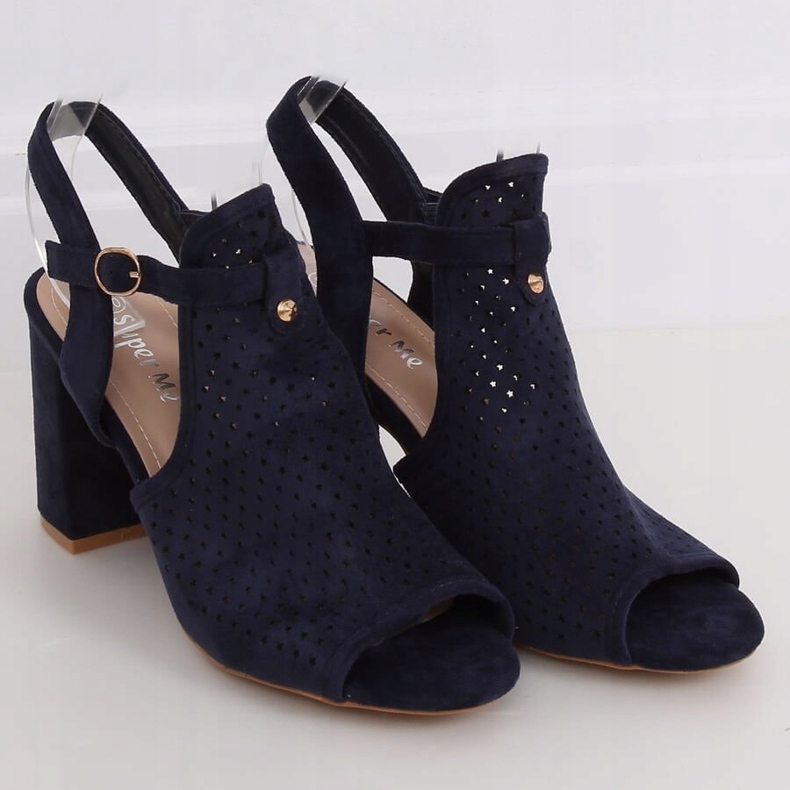 Sandale cu toc ajurat LL79 Albastru albastru marin 1
