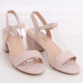 Sandale bej cu toc înalt 99-61A Bej 1