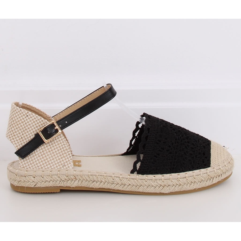 Espadrile din dantelă neagră L-1067 Negru 2
