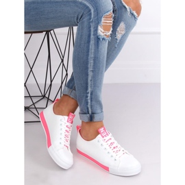 Adidași de damă albi CC-17 Fushia roz 2