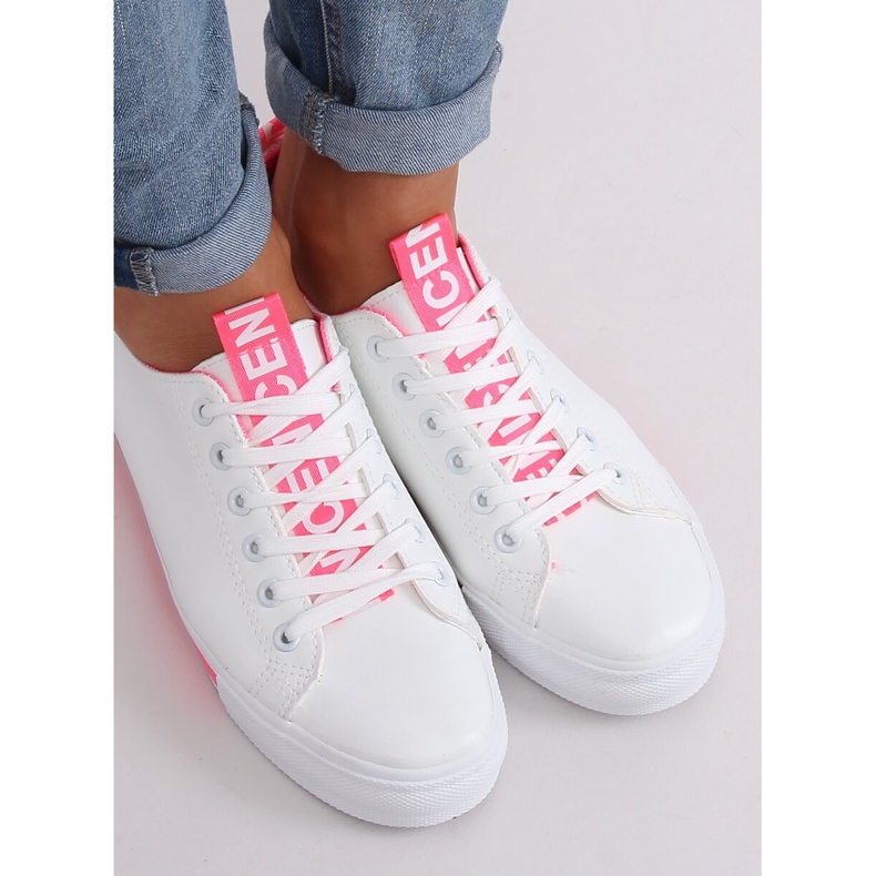 Adidași de damă albi CC-17 Fushia roz 1