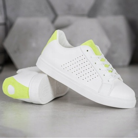 SHELOVET Pantofi albi cu insertii din piele intoarsa 1