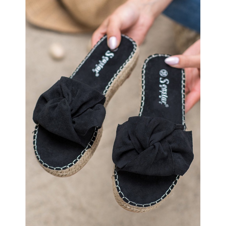 Seastar Espadrile din piele de căprioară negru 2