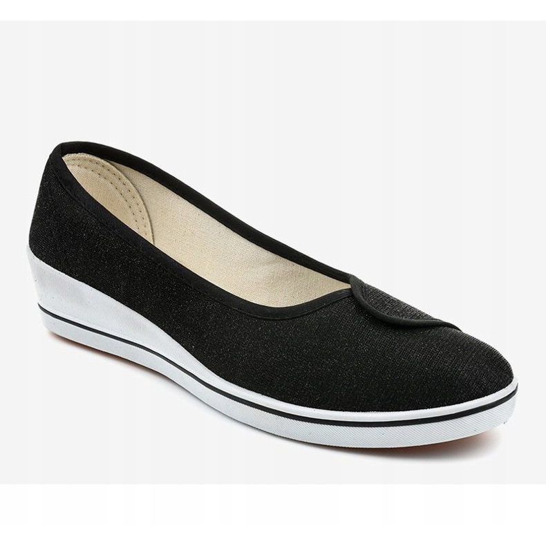 Adidași negri adidași strălucitori cu pană K-1-002 negru 1