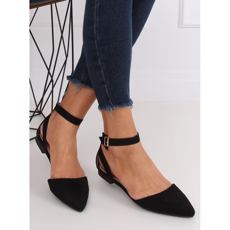 Negru CL73P Balerini negri cu închidere 1