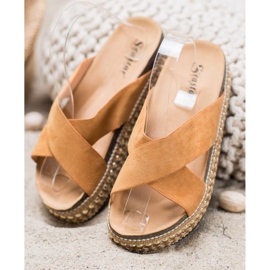 Seastar Papuci confortabili pe platformă bej 1