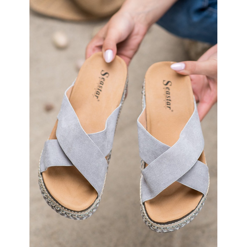 Seastar Papuci confortabili pe platformă gri 1 Seastar Papuci confortabili pe platformă gri 1