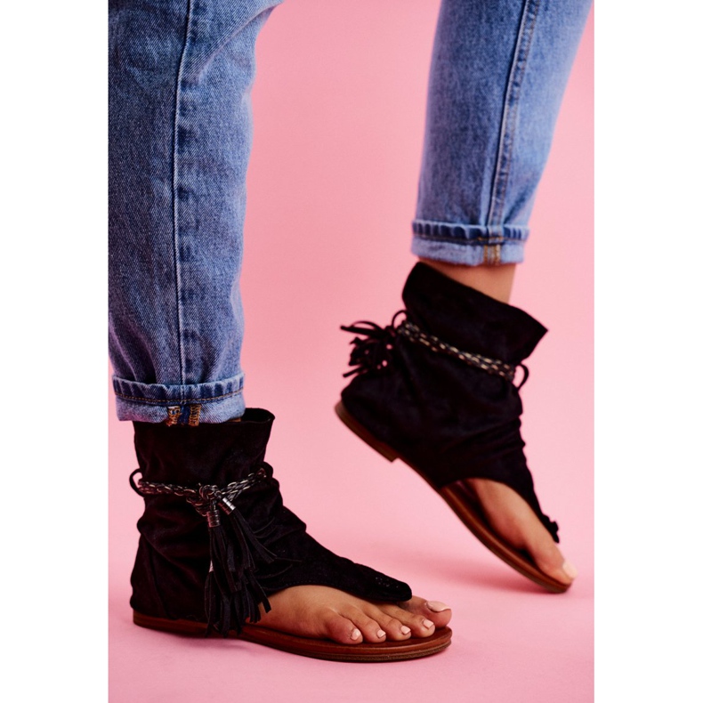 SEA Sandale de damă Flip-flops With a Shank Black SL1011 Madrit negru 2