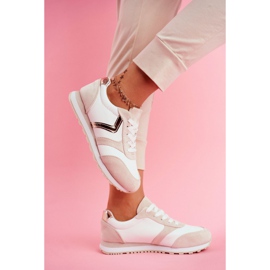 Pantofi sport pentru femei ruletă albă și bej maro 2