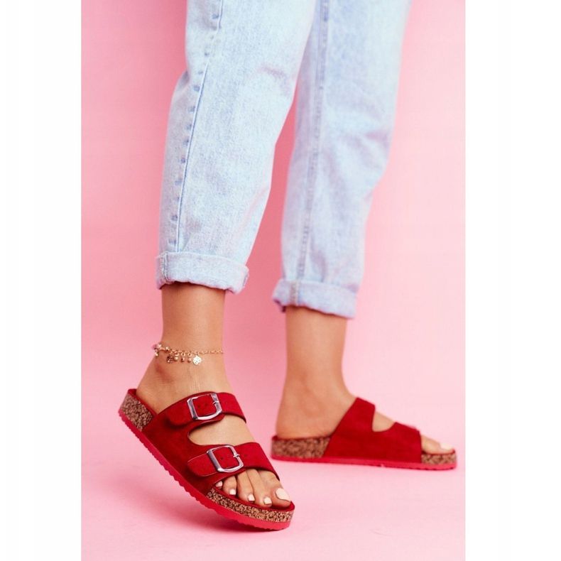 EVE Papuci De Damă Pe Plută Cu Închizători Roșu Si Senor 1