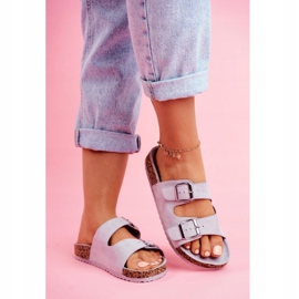 EVE Papuci De Damă Pe Plută Cu Catarame Gri Si Senor 1