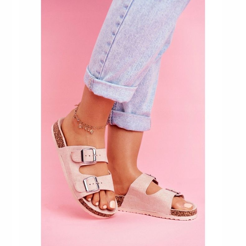 EVE Papuci De Damă Pe Plută Cu Închizători Roz Si Senor 1