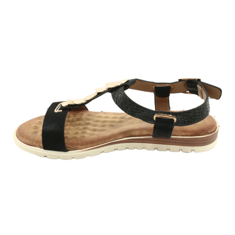 Sandale negre la modă pentru femei Evento 20SD14 2067 negru galben 2