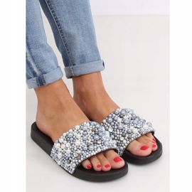 Papuci negri BG66 negri cu perle negru 1